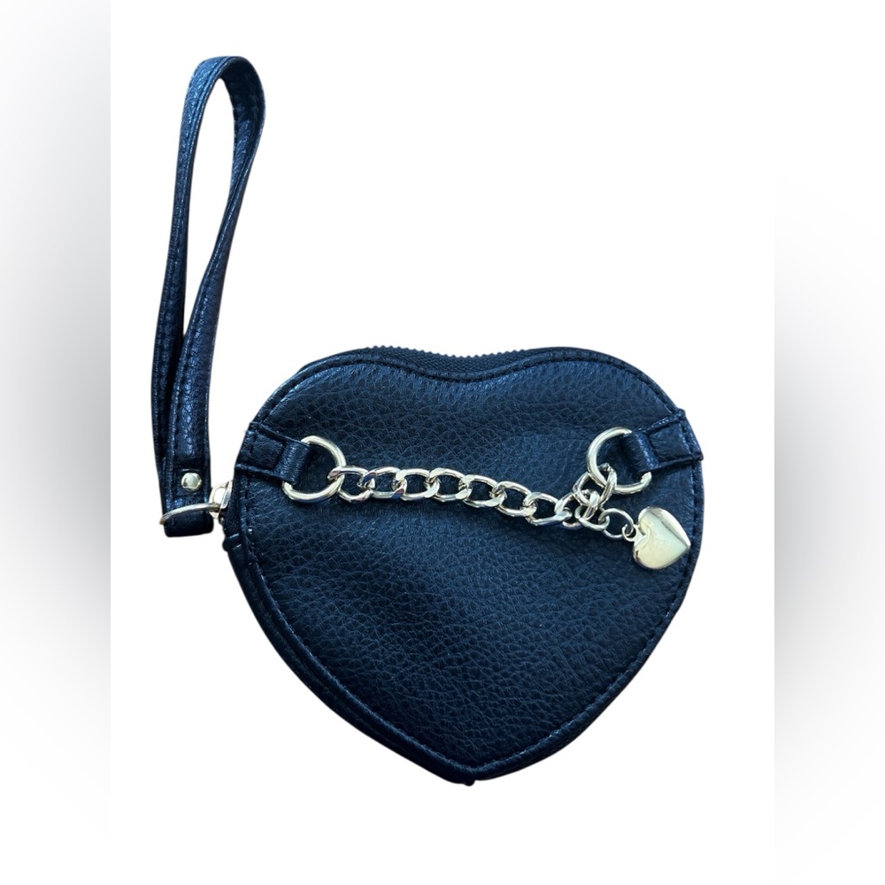 Juicy Couture Black Heart-Shaped Wristlet with Chain Detail